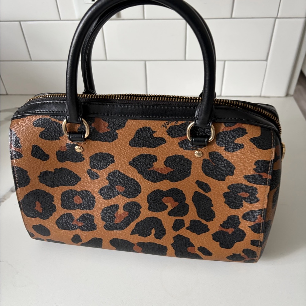 Coach Animal Print Satchel - Tan and Black - Picture 5 of 5